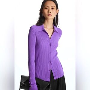 COS Ribbed Slit-Cuff Cardigan